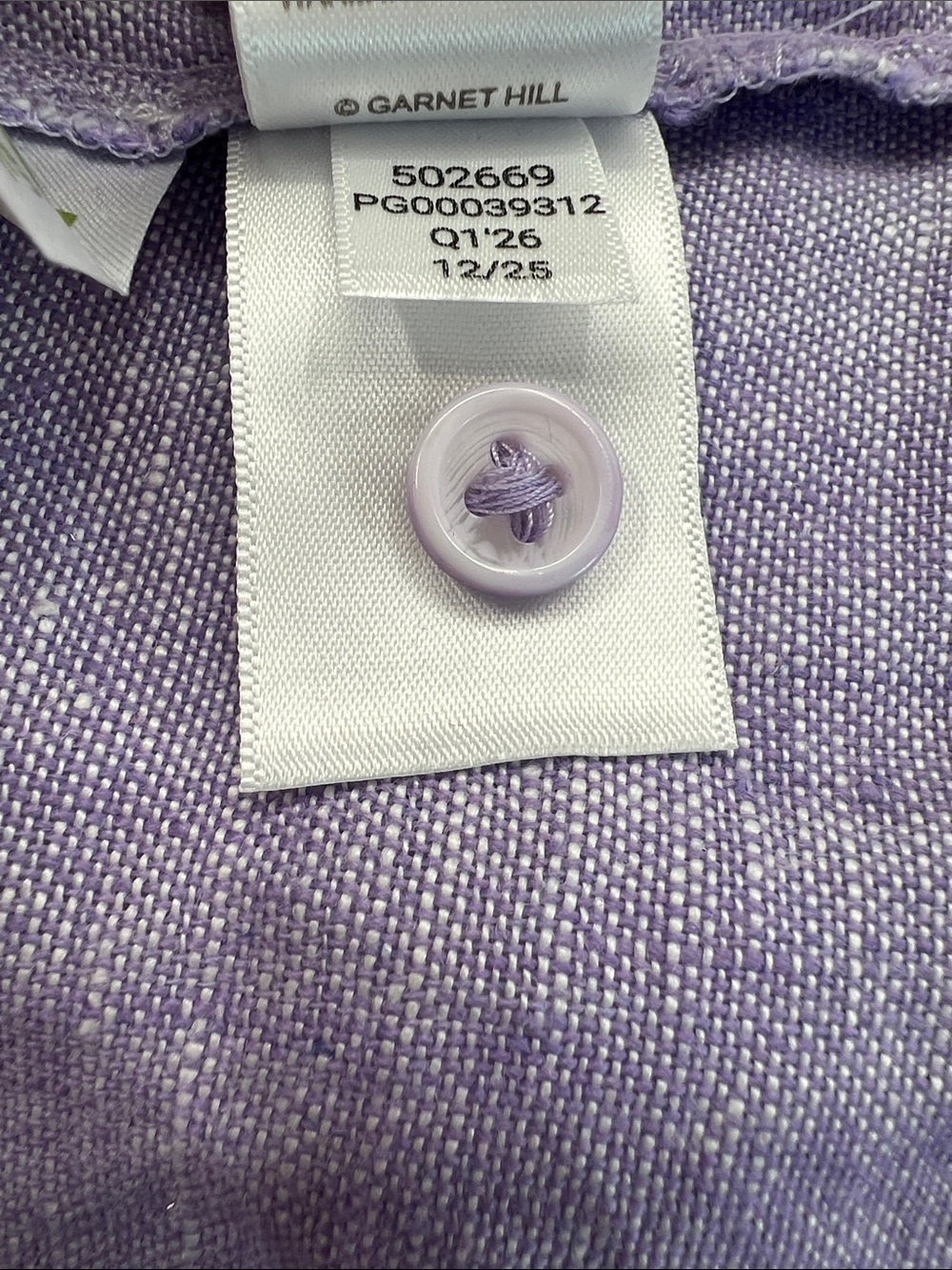 Garnet Hill Sleeveless Lavender Linen Shirt Dress - Picture 16 of 16